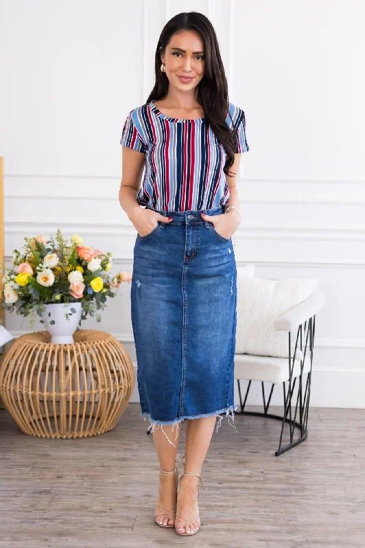 Distressed Denim Skirt cashmere skirt fine
