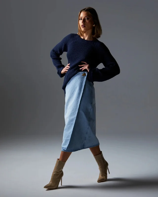 Fate + Becker Flight Denim Wrap Skirt velvet skirt plush