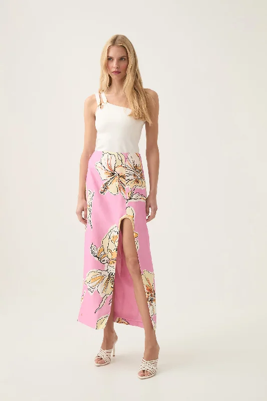 Flourish Midi Skirt silk skirt lustrous
