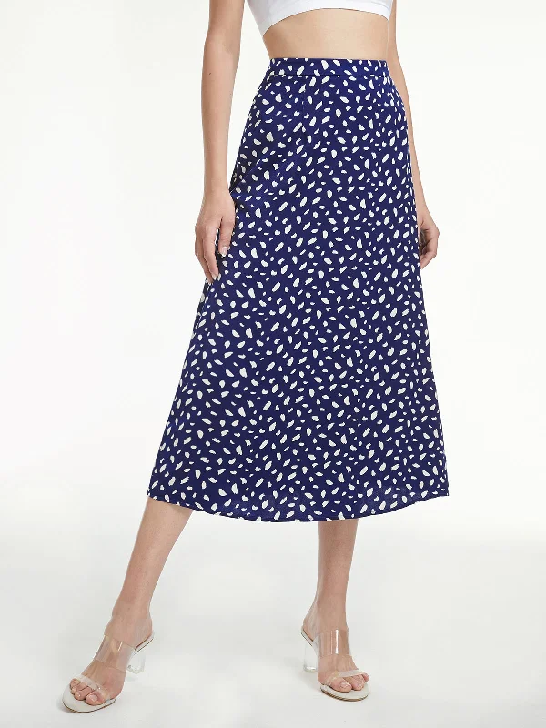 BerryBetty - Light Petal High Waisted A-Line Midi Skirt leather skirt modern
