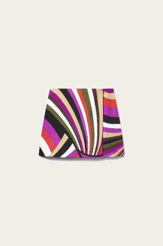 Iride-Print Silk-Twill Mini Skirt ruffled skirt detail