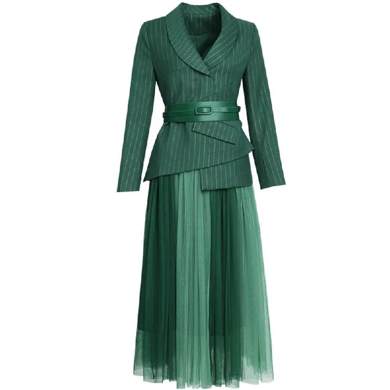 Irregular Blazer Skirt Suit modal blend skirt