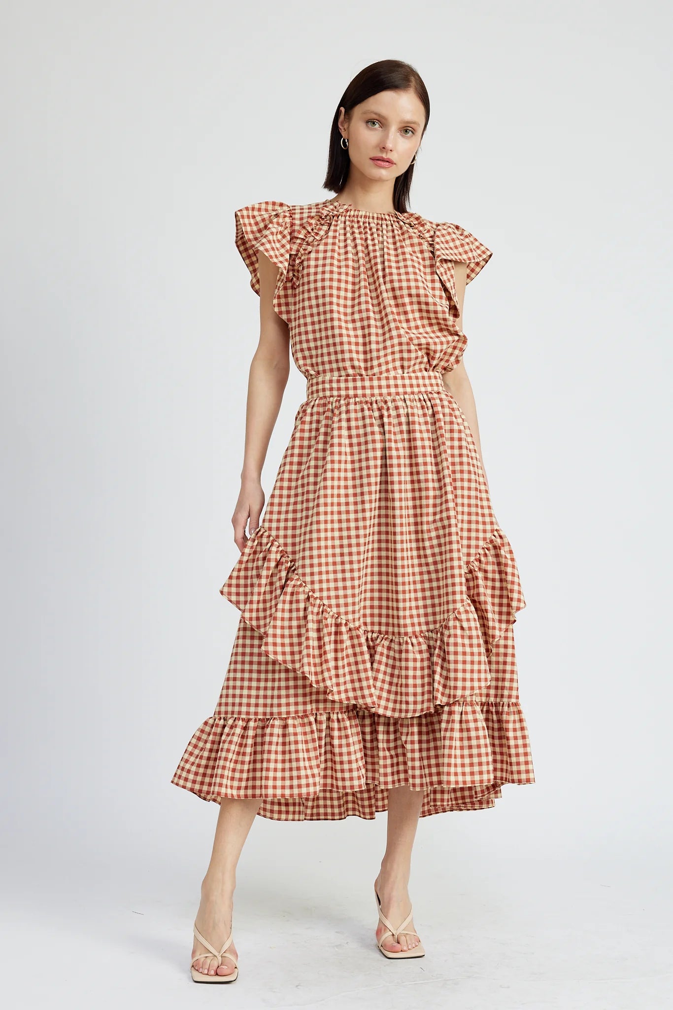 En Saison Juni Midi Skirt satin skirt smooth