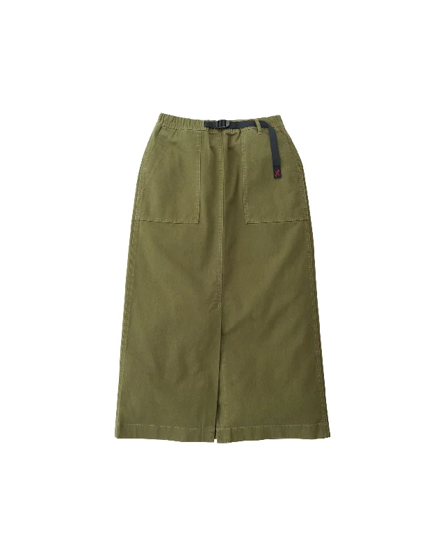 Long Baker Skirt - Olive patchwork skirt art