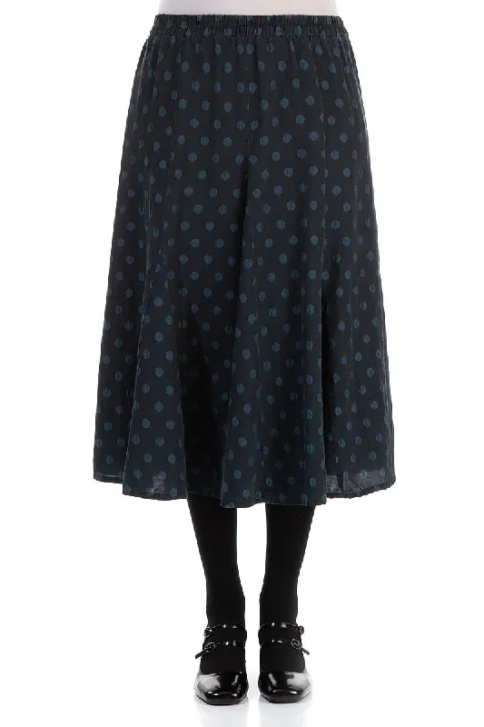 Midi Dotty Midnight Blue Silk Skirt lace skirt elegant