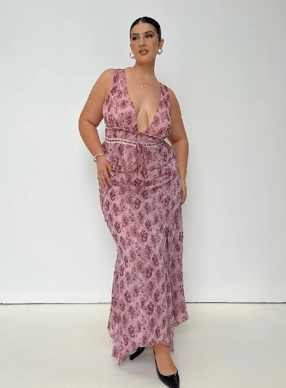 Nikolise Maxi Skirt Purple Curve lace skirt romantic