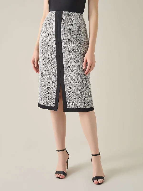 Petite Colorblock Skimmer Skirt, Tweed cotton skirt soft