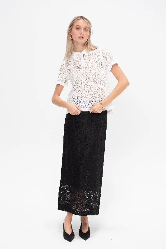 Jasmine Skirt Stretch Lace, Black linen skirt natural