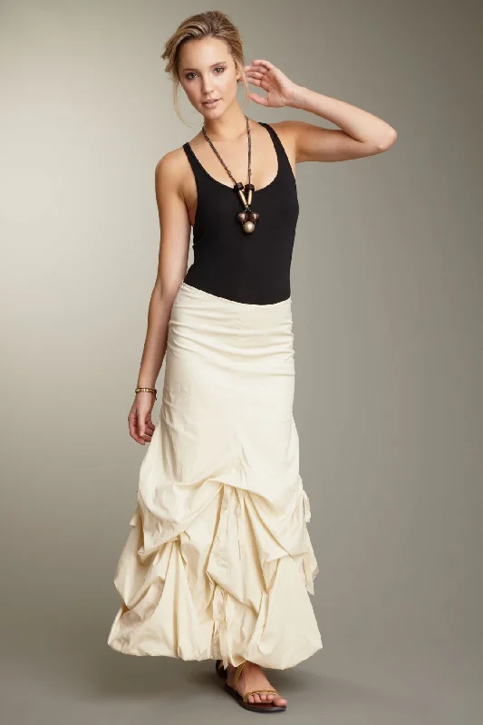 Stretch Poplin Balloon Skirt - Oat velvet skirt sumptuous