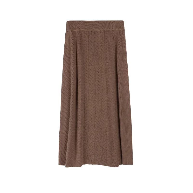 Sweater Knit Skirt | Brown chiffon skirt flowing