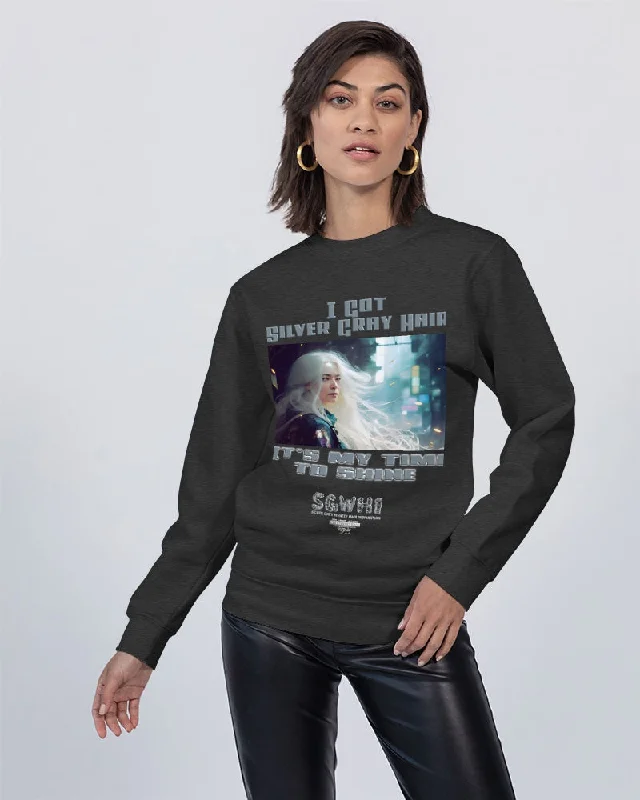Beautiful white woman my time to shine Unisex Premium Crewneck Sweatshirt | Lane Seven Hoodie with Earth Tones Natural Calm Beautiful white woman my time to shine Unisex Premium Crewneck Sweatshirt | Lane Seven Hoodie with Earth Tones Natural Calm
