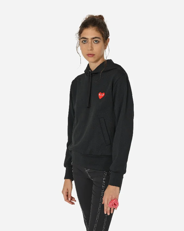 Small Heart Hooded Sweatshirt Black Hoodie with Lace Feminine Delicate