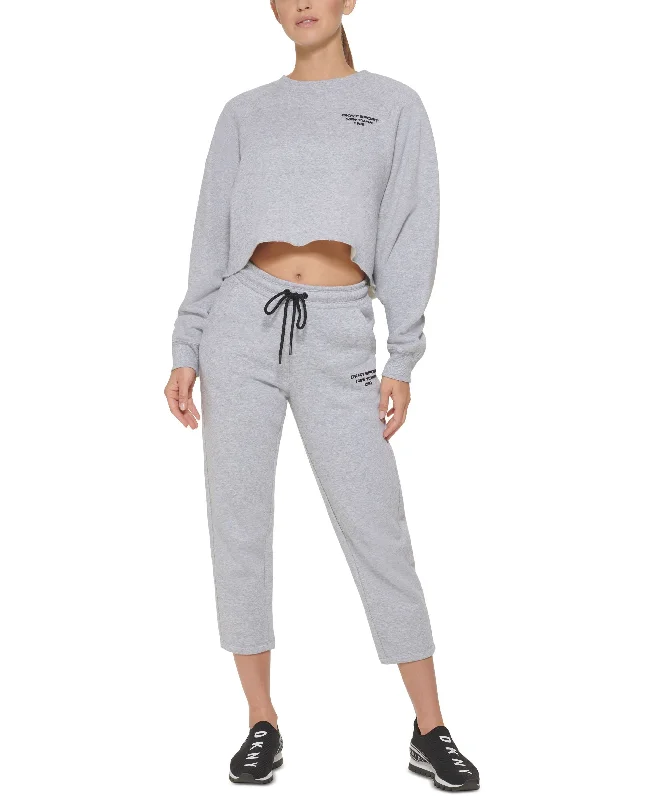 DKNY Sport Cropped Logo Sweatshirt Hoodie Jacket Zipper Layering