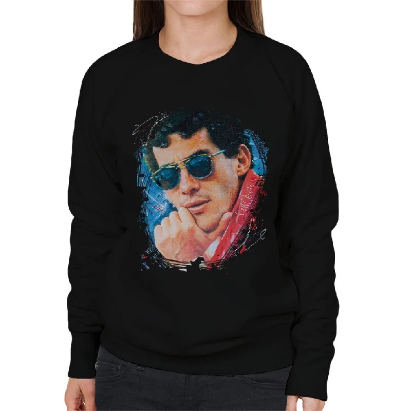 Sidney Maurer Original Portrait Of Ayrton Senna Women's Sweatshirt Hoodie with Reflective Safety Nightwear Sidney Maurer Original Portrait Of Ayrton Senna Women's Sweatshirt Hoodie with Reflective Safety Nightwear