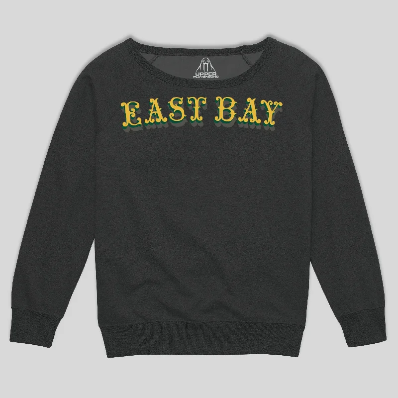 EAST BAY WOMEN'S SCOOP NECK SWEATSHIRT Hoodie with Hem Raw Edge Edgy Unfinished