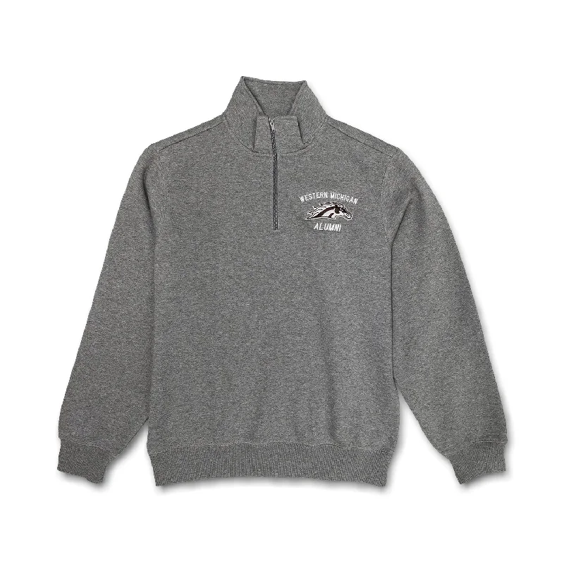Western Michigan Alumni 1/4 Zip Pullover Sweatshirt Hoodie with Toggle Buttons Decorative Unique Western Michigan Alumni 1/4 Zip Pullover Sweatshirt Hoodie with Toggle Buttons Decorative Unique