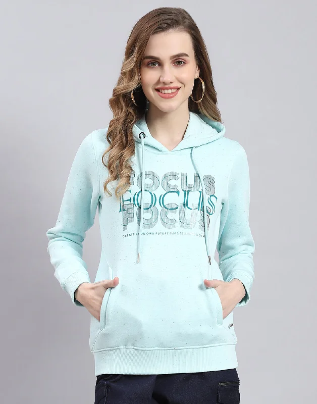 Women Turquoise Blue Printed Hooded Full Sleeve Sweatshirt Hoodie with Distressed Vintage Worn Women Turquoise Blue Printed Hooded Full Sleeve Sweatshirt Hoodie with Distressed Vintage Worn