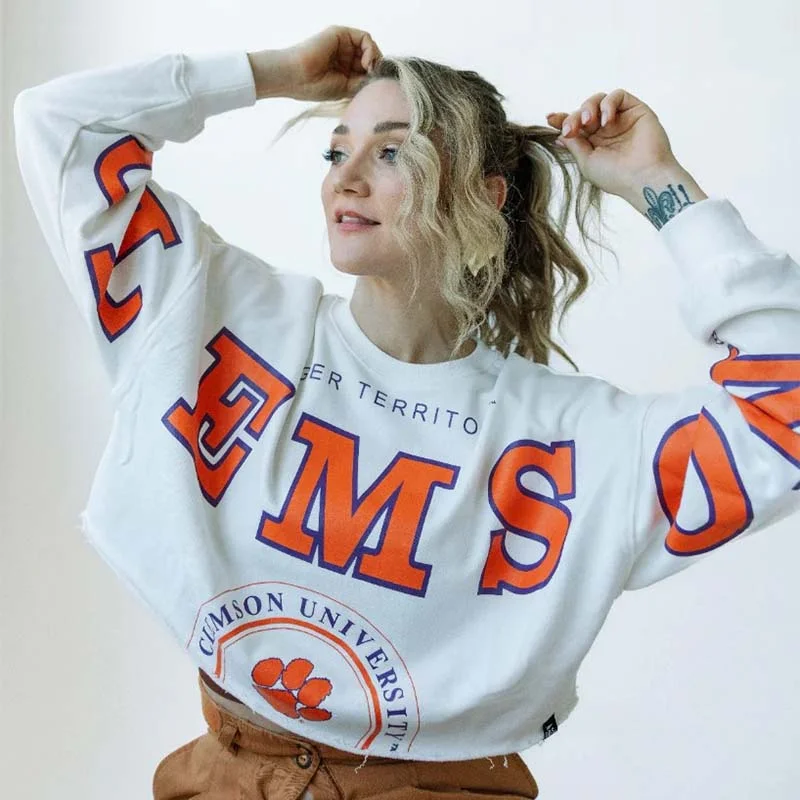 Women's Clemson Phipps Crewneck Sweatshirt Hoodie with Strings Custom Fit Adjustable